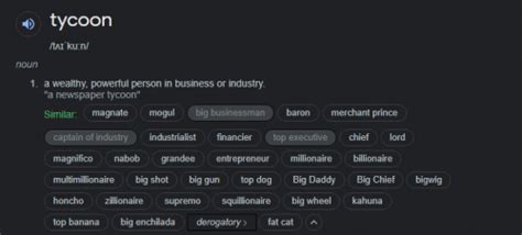 tycoon synonym|Iba pa.